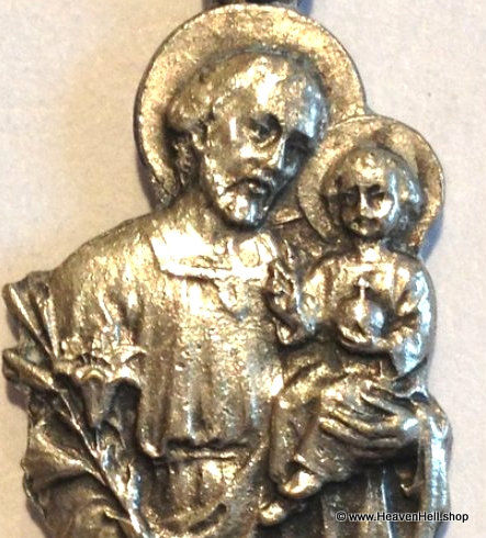Thumbnail: Vintage French Holy Medal Saint Joseph Jesus Charm Pendant Religious Jewelry