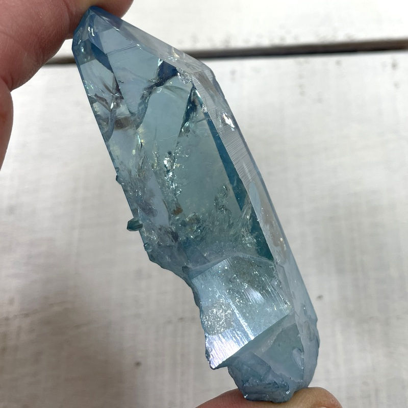 Thumbnail: Large Aqua Aura Clear Quartz Point, Key Crystal, Psychic Ability, Astral Travel