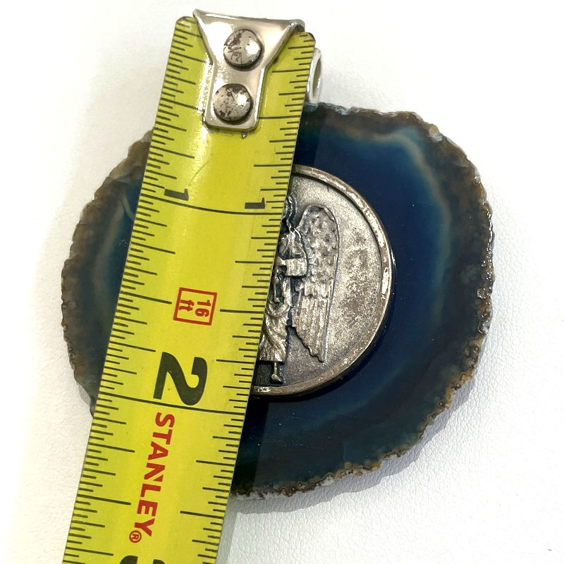 Thumbnail: Archangel Michael Pendant Blue Agate Slice Angel Protection, Vintage Art Jewelry