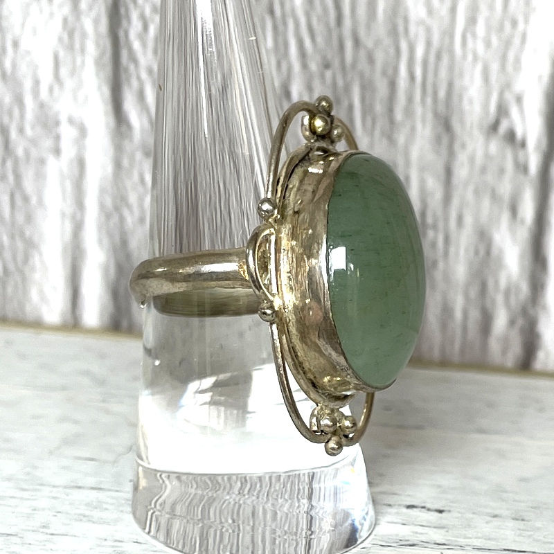 Thumbnail: Vintage Green Aventurine Ring, Sterling Silver, Soul Healing Jewelry, 10