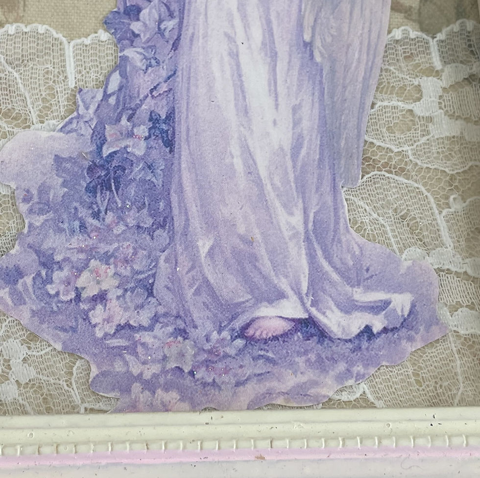 Thumbnail: Victorian Shabby Angel Art Collage Glitter Print Cottagecore Assemblage