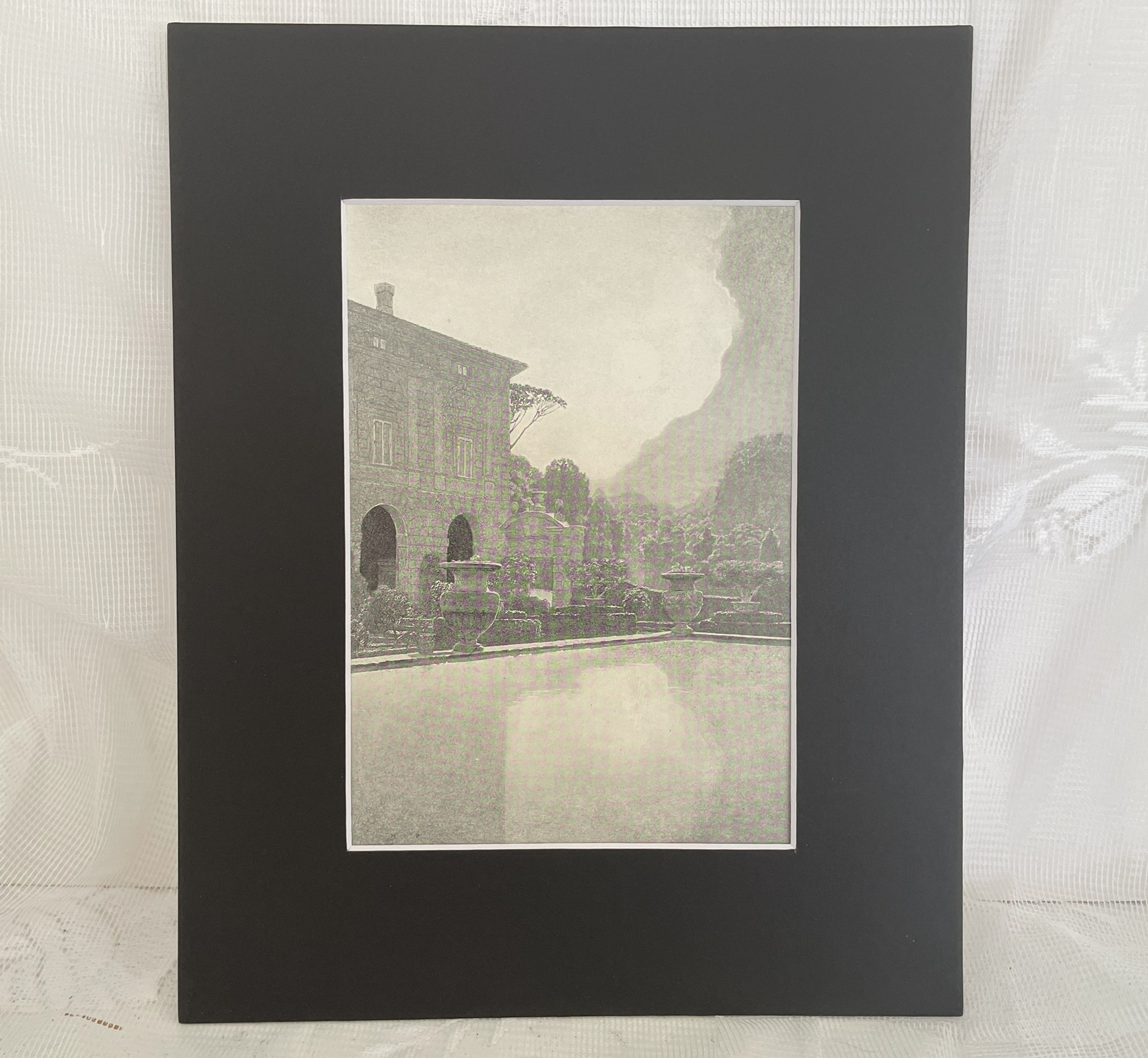 Vintage Art Maxfield Parrish Antique Print, Italian Villa, Gardens, Landscape