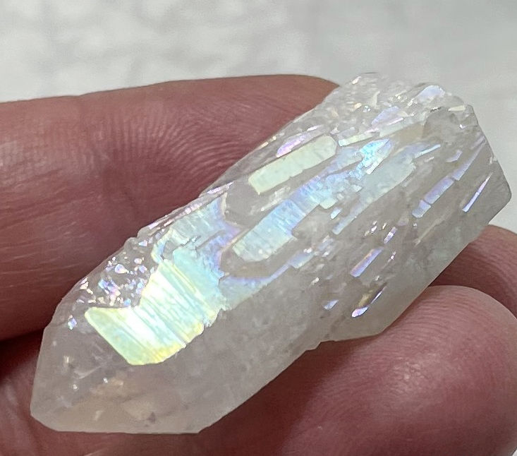Thumbnail: Angel Aura Double Abundance Quartz Crystal, High Vibration Twin Crystal