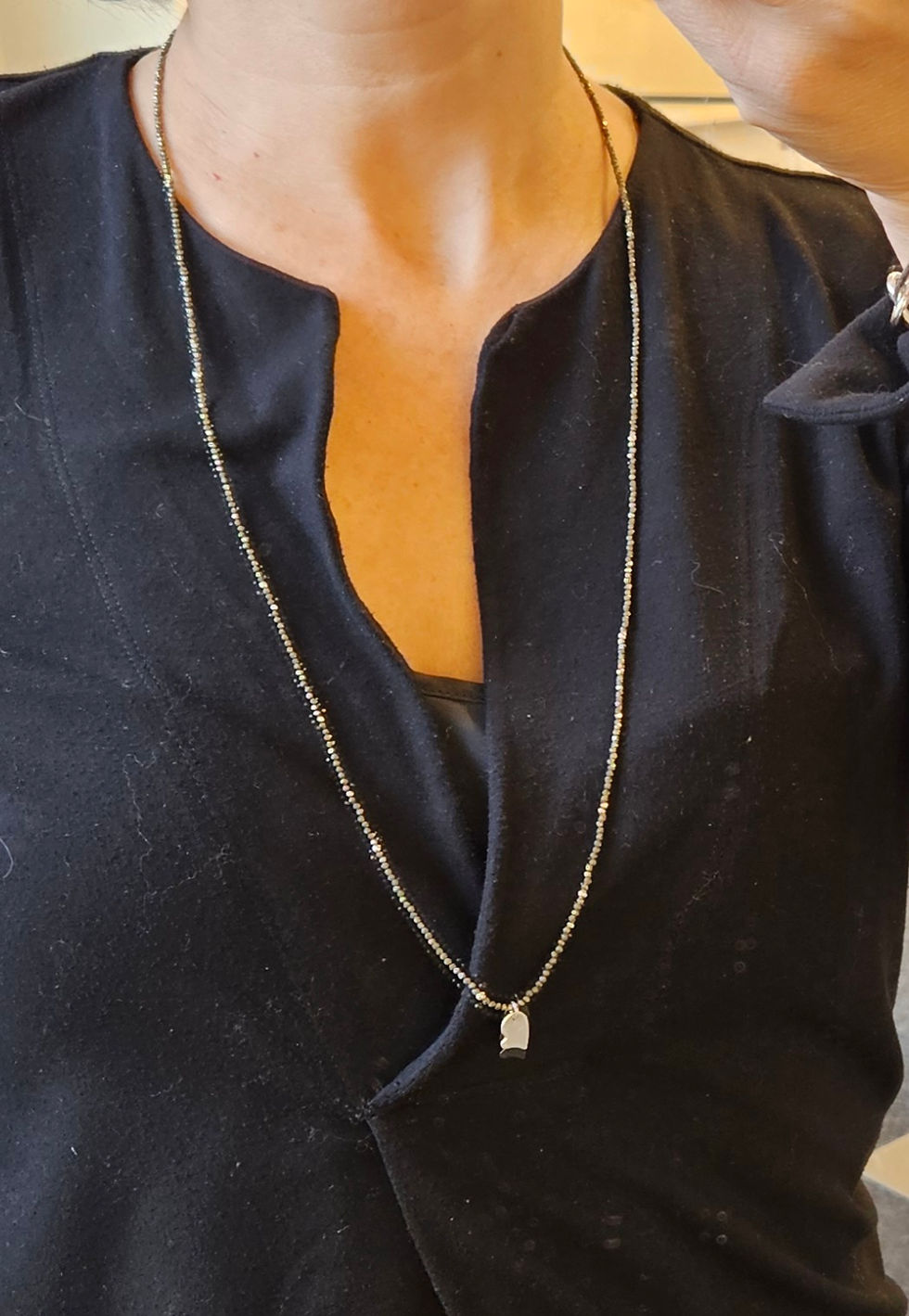 Miniature : Collier H M pyrite facettés 80 cm