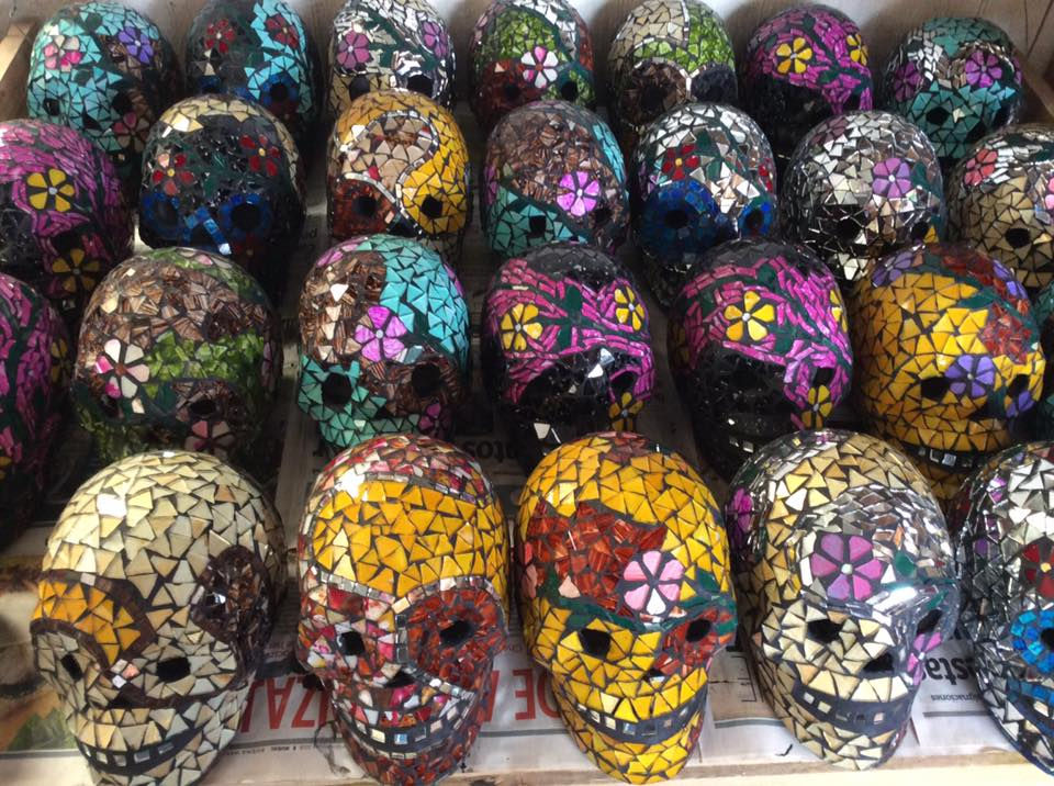 Miniatura: Craneo de Calavera de vidrio decorado
