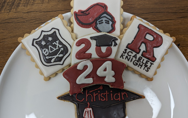 Rutgers graduation frosted sugar cookies
