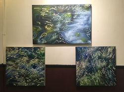 In Memory Series III, II & I, Acrylic and Oil on Canvas, 24"x36"/ 24"x24"/ 24"x24", 2017.
