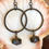 Thumbnail: Textured Brass Hoops with Engraved Czech Glass