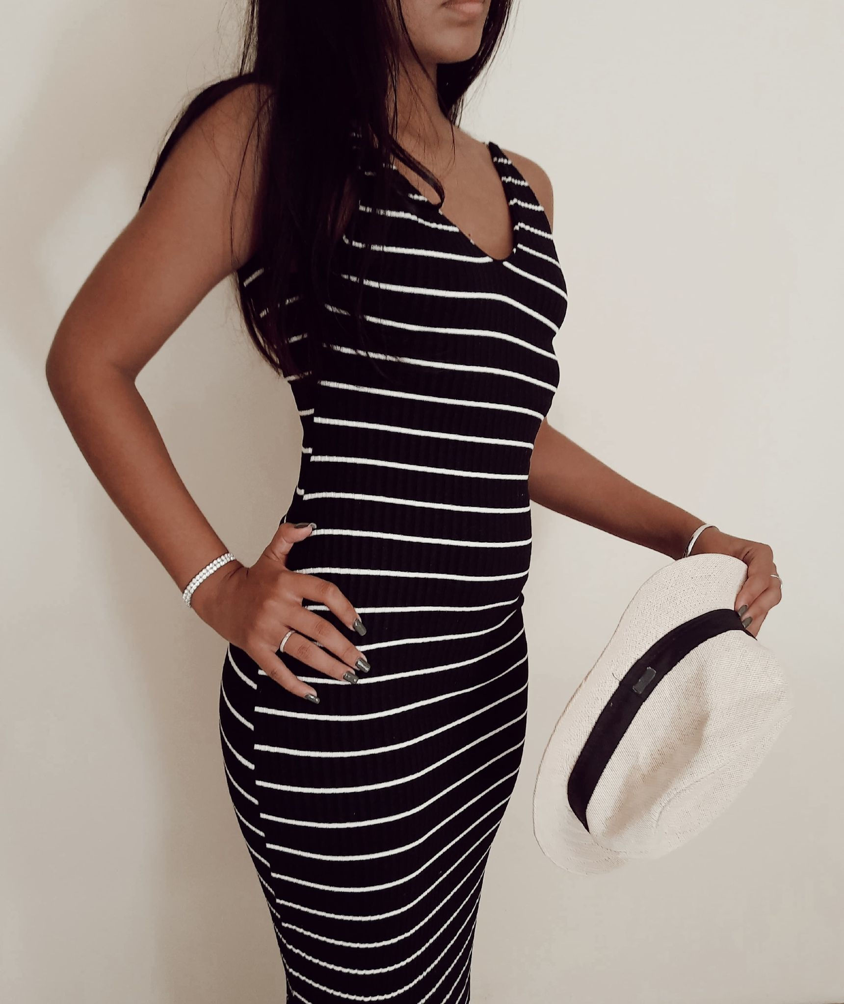 Vestido comprido listrado