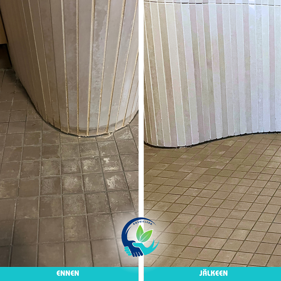 Ennen ja jälkeen laattojen ja saumojen puhdistus
