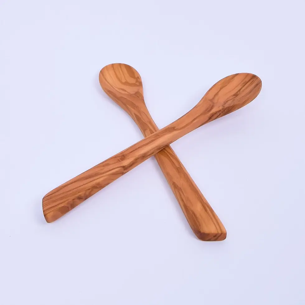 Miniaturbild: 2 Handcrafted olive-wood Mayonnaise spoon kitchen utensils - 100% Bio Products