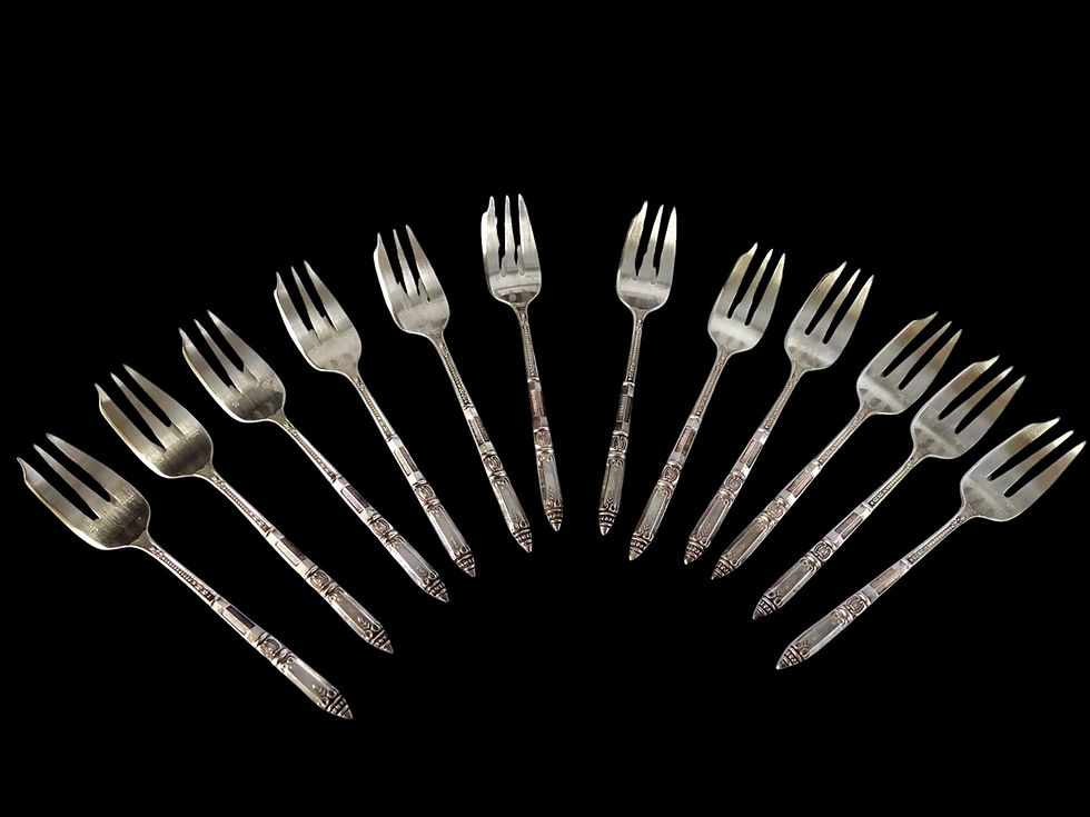 Miniature : 12 fourchettes à gâteaux en métal argenté - Ercuis