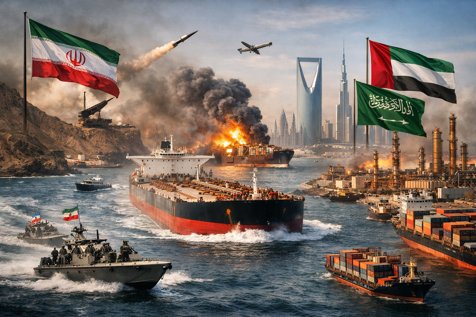 Gulf Supply Chains Under Pressure as Iran Tensions Raise Concrete Disruption Risks. AI generated image