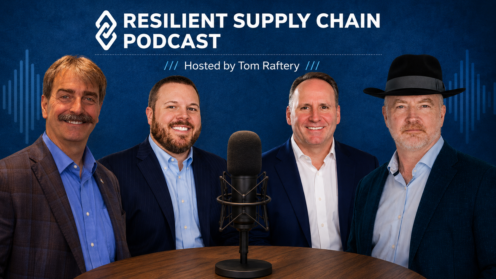 Left to right: Kurt Neutgens, CEO of Orange EV, Chad Fox, Manager and Delivery Lead at Miebach Consulting, Matt Yearling, CEO of YMX Logistics and host Tom Raftery - Resilient Supply Chain Podcast