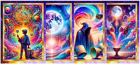 TAROT CARDS WITH A PSYCHEDELIC AND VIBRANTLY COLORFUL DESIGN