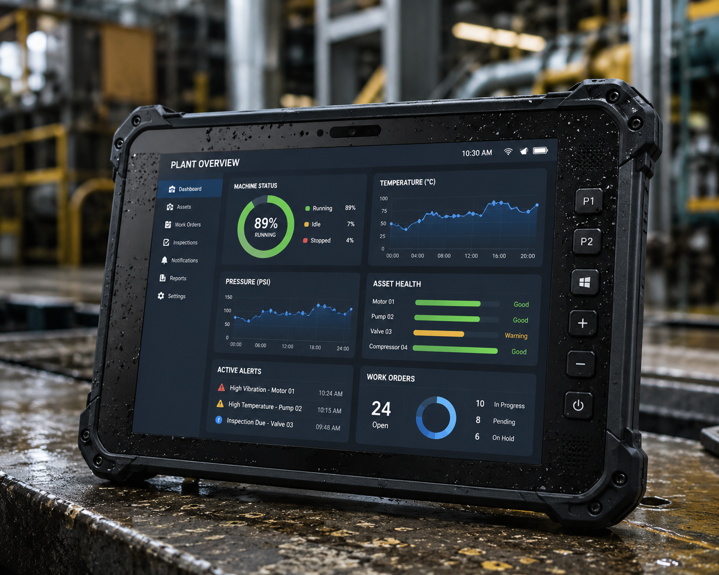 A high-brightness rugged TFT display module showcasing sunlight readability in an industrial setting.