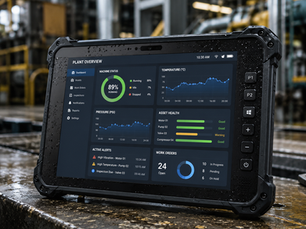 A high-brightness rugged TFT display module showcasing sunlight readability in an industrial setting.