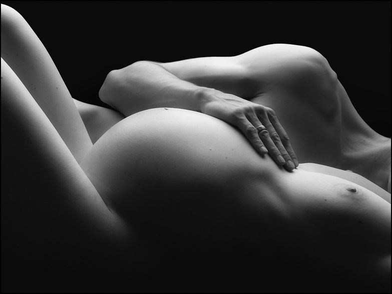 Husband and wife black and white maternity portrait in the Denver, Boulder, Parker area..