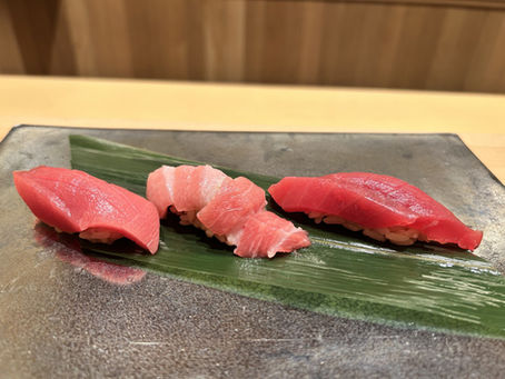 Winter tuna nigiri sushi served at an authentic Japanese sushi restaurant in Honolulu