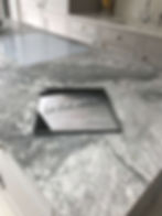 kitchen island quartz worktop and arenastone in the extension design by Catherine Wilman Interiors in Fulham, West London.