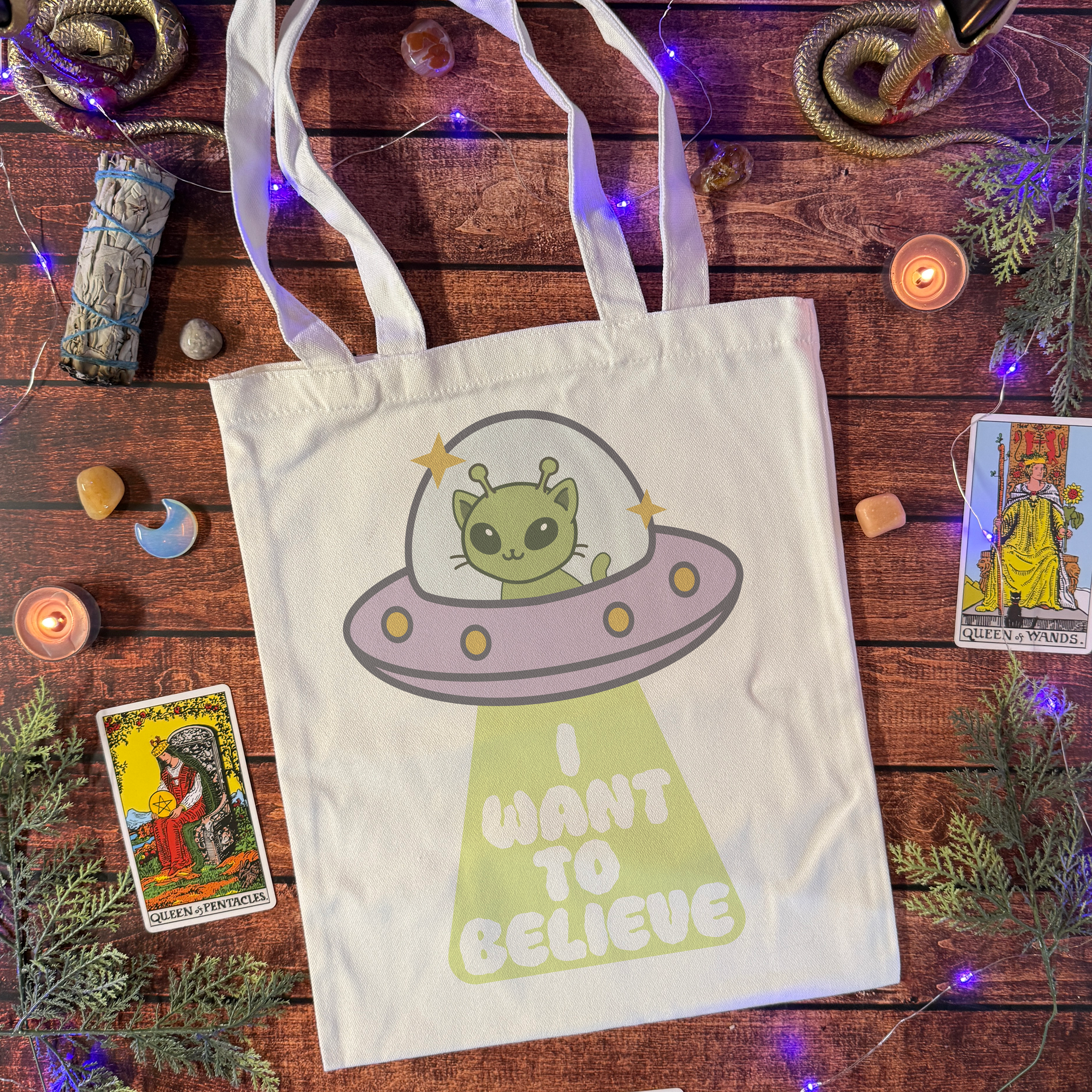 Alien Cat Tote Bag 