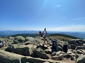 yoga on a mountain, dancer pose, white mountains, appalachian trail yoga