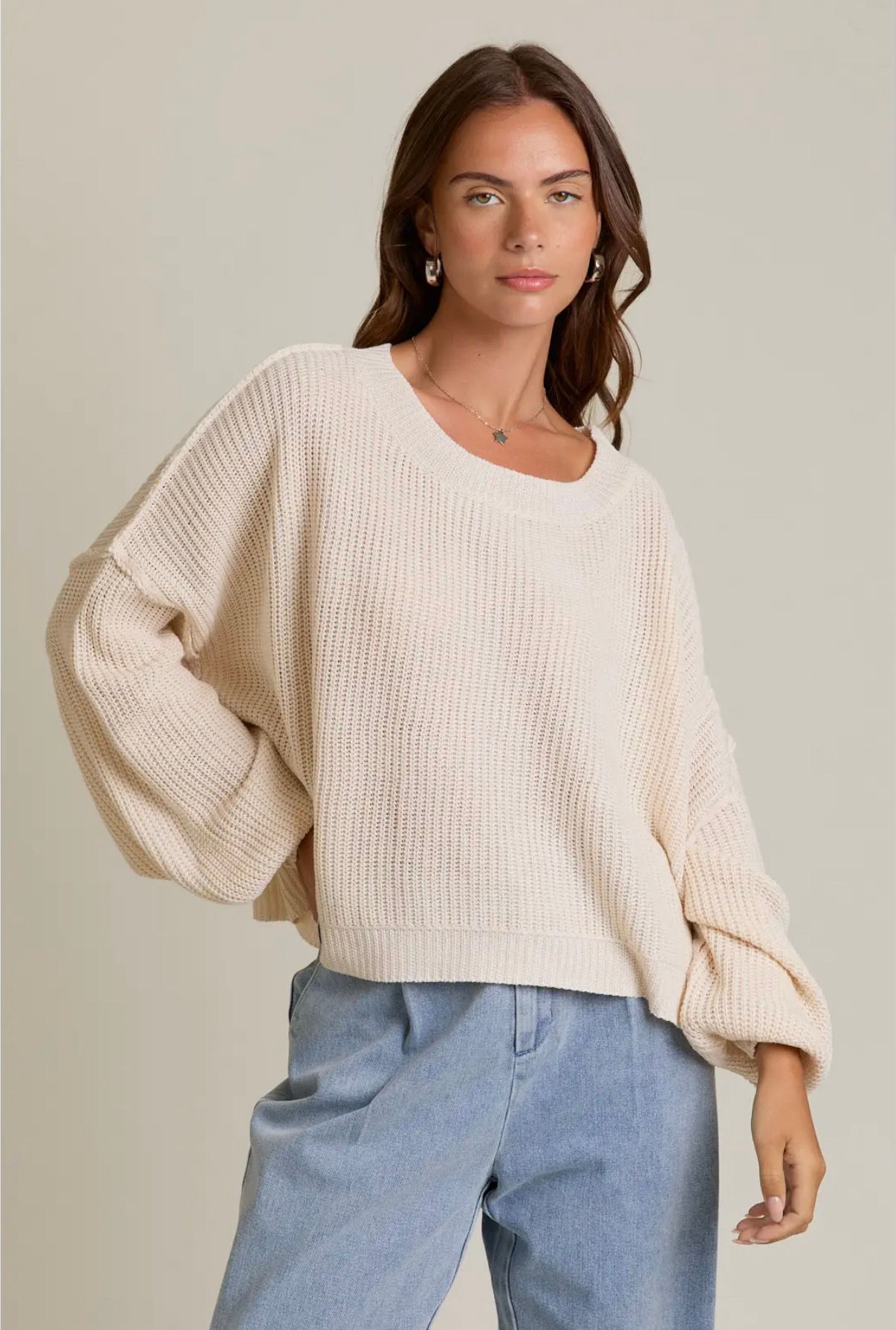 Mock Neck Sweater - Ivory