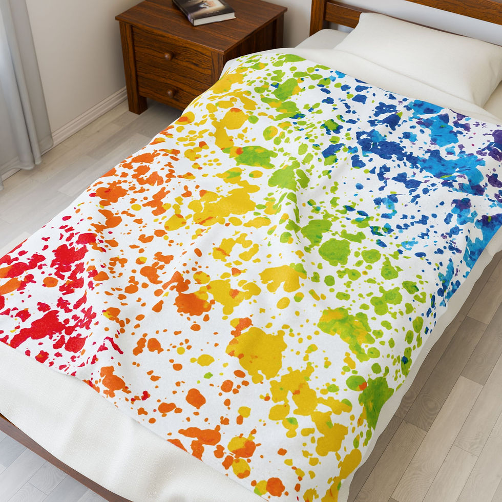 Thumbnail: Rainbow Paint Splatter Velveteen Plush Blanket