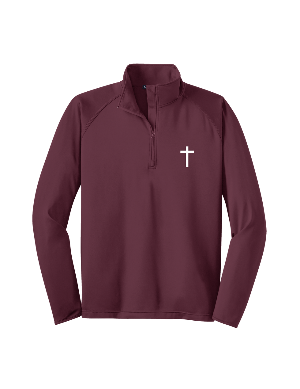 Thumbnail: Embroidered Cross Quarter-Zip Pullover — Men's Stretch Sport-Wick