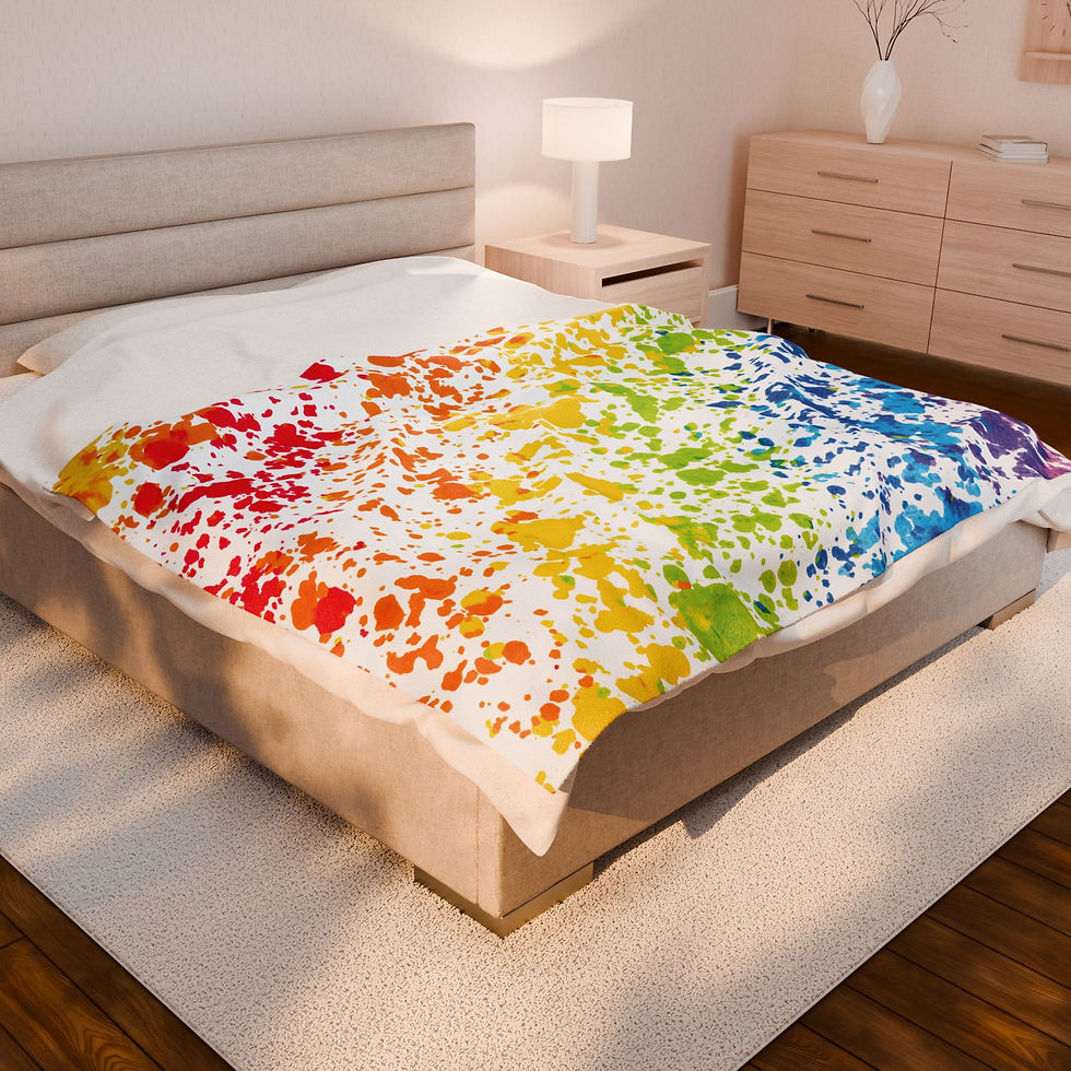 Thumbnail: Rainbow Paint Splatter Velveteen Plush Blanket
