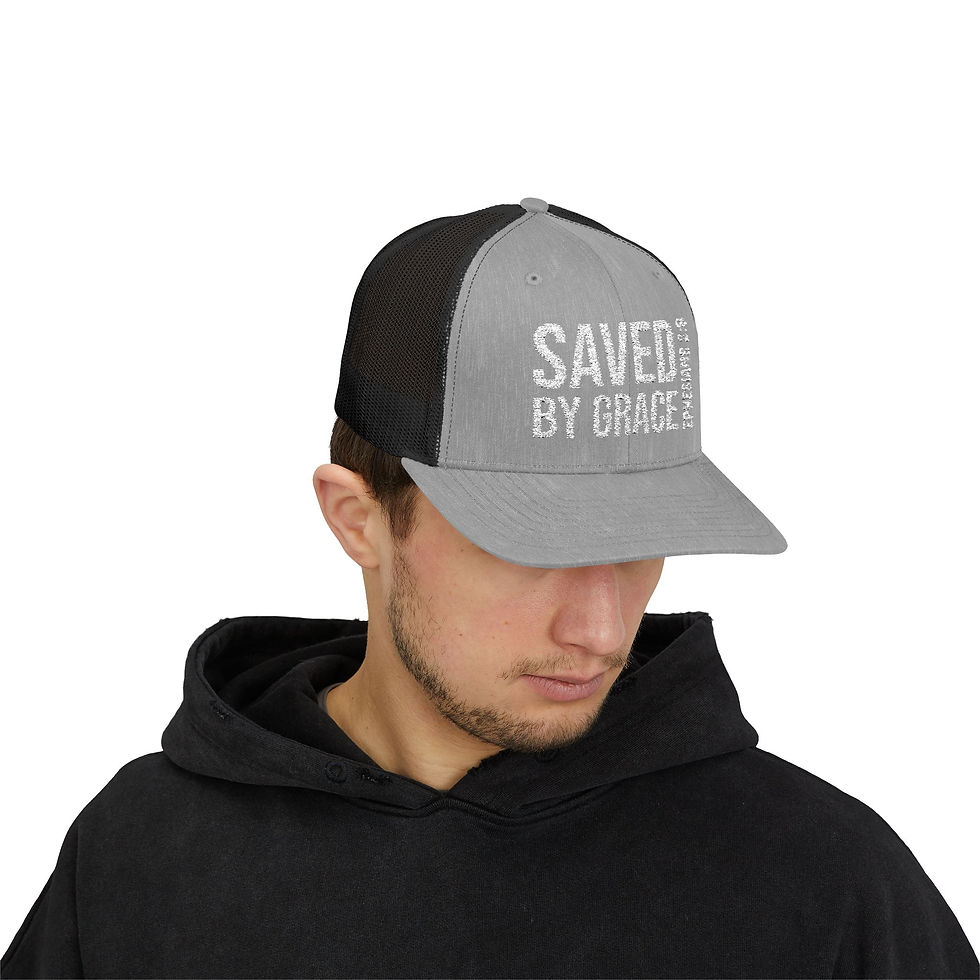 Thumbnail: Saved By Grace Embroidered Trucker Hat