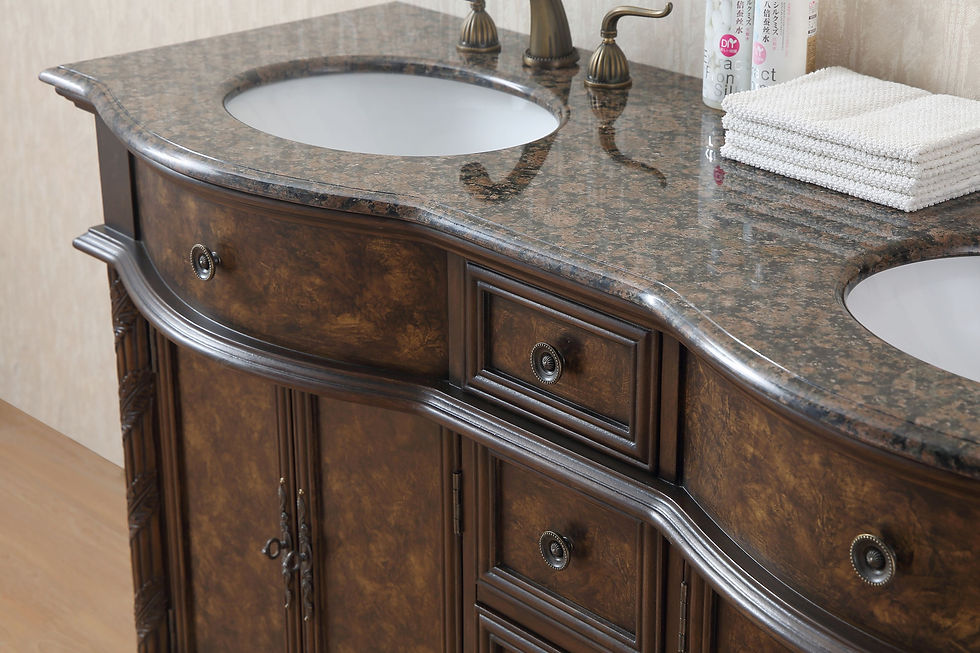 Thumbnail: 60" Amelia Double Sink Vanity with Baltic Brown Granite Top
