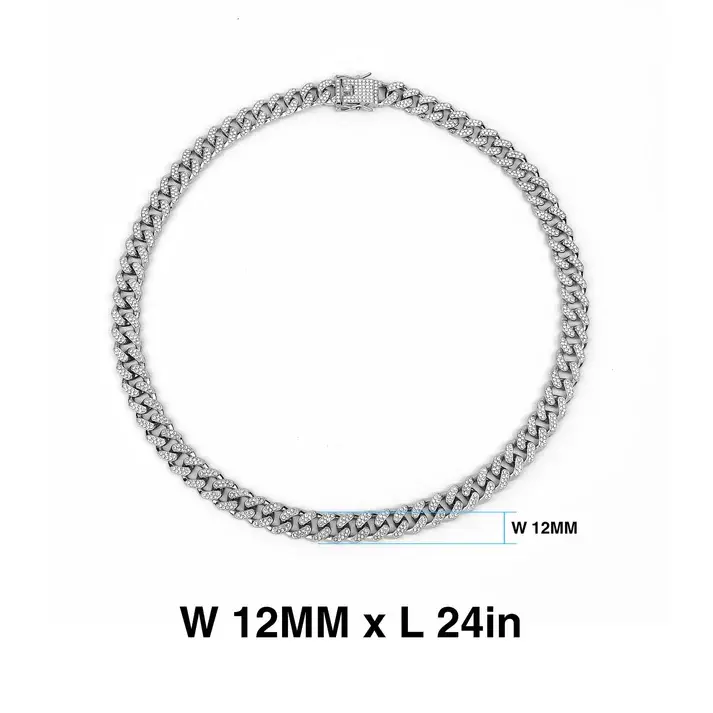 Thumbnail: Silver and Diamond Chain W12MM x L24in
