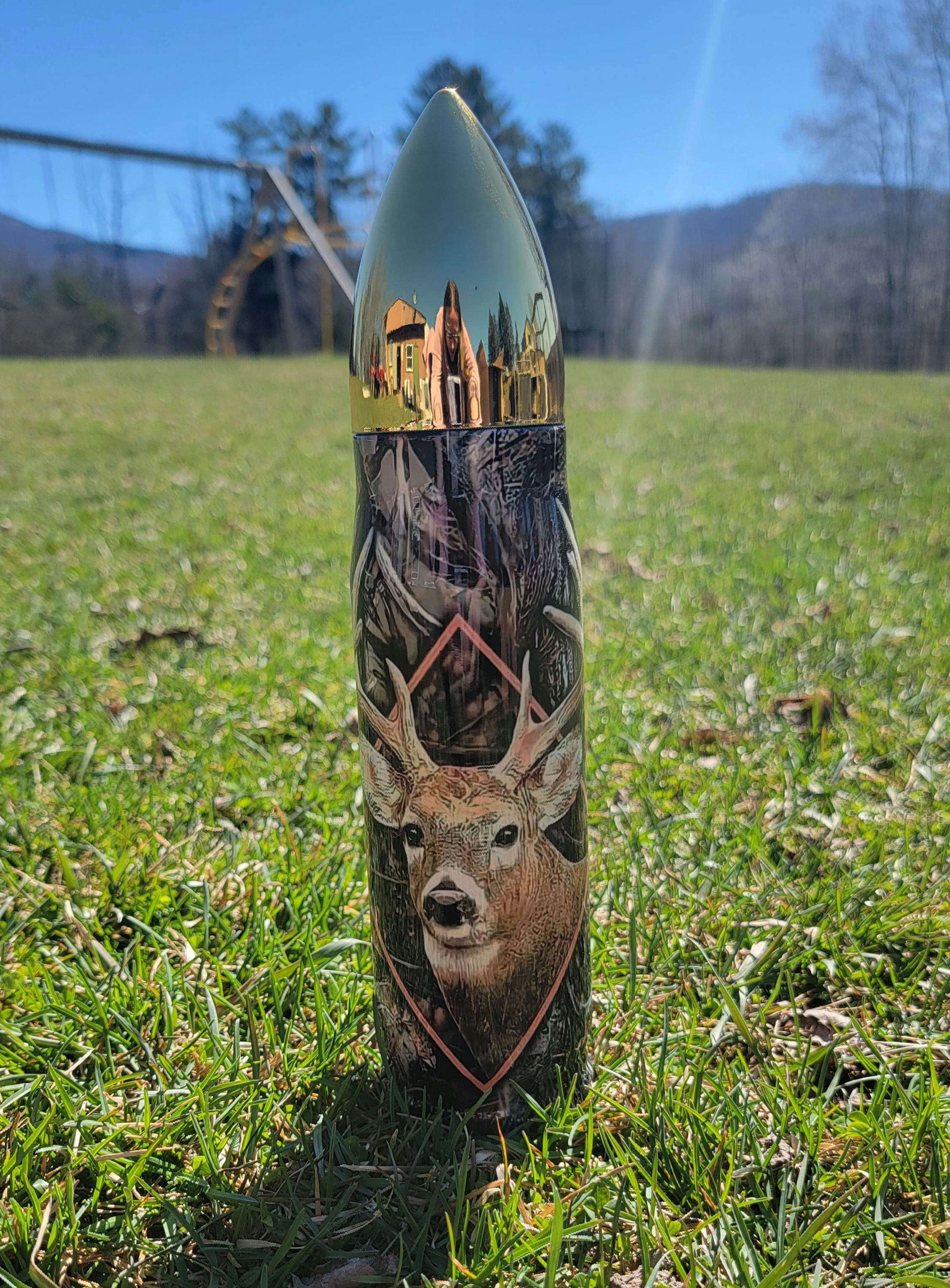Camouflage deer bullet tumbler 