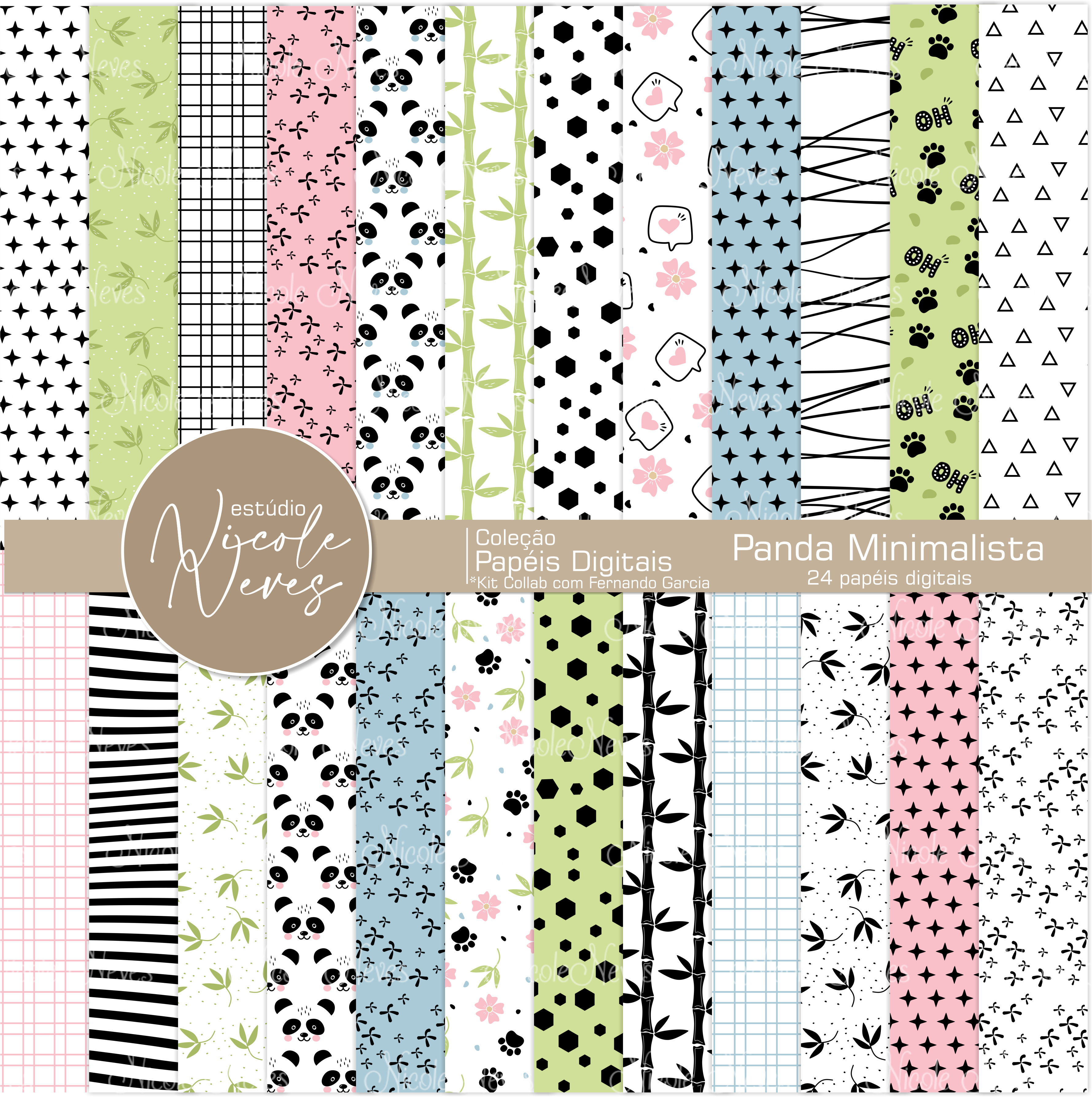 PANDA MINIMALISTA - PAPÉIS DIGITAIS
