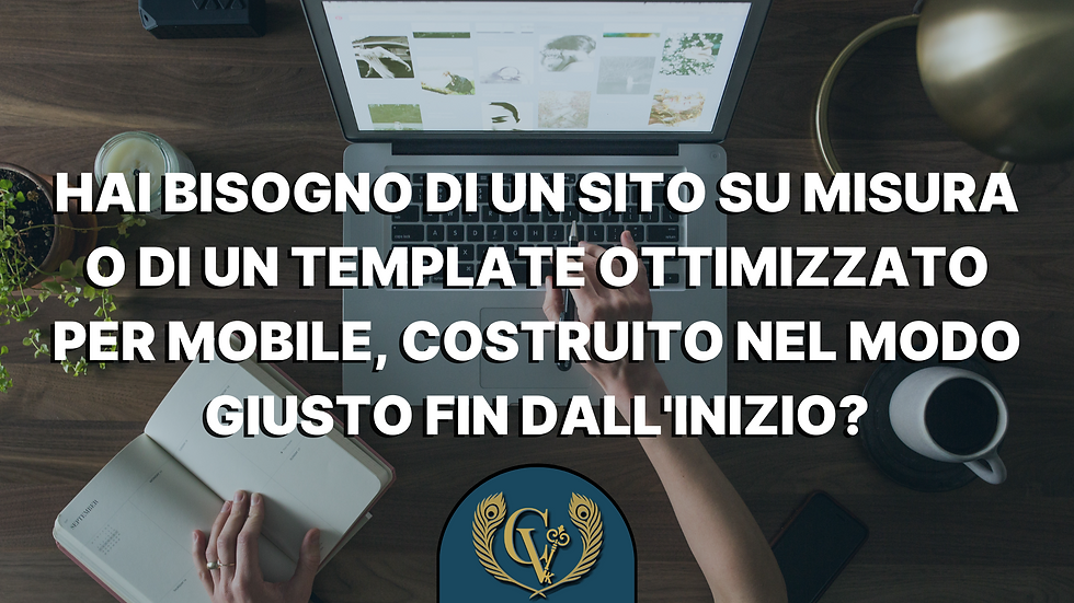Hands type on a laptop, surrounded by a notebook, plants, and a candle. Text overlays: "Need a custom site or mobile-optimized template?" logo of Creavanzi
