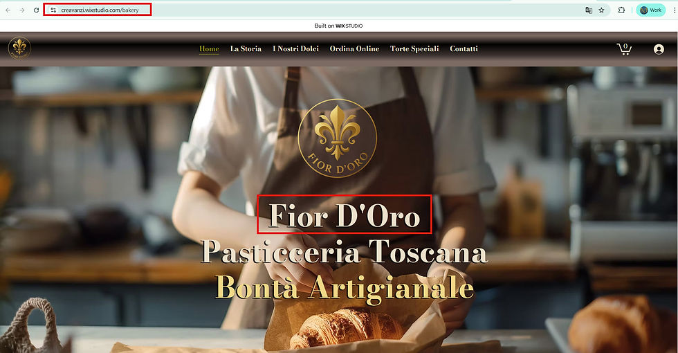 Fior D’Oro Bakery — web design concept created by Creavanzi to demonstrate brand identity and domain use.