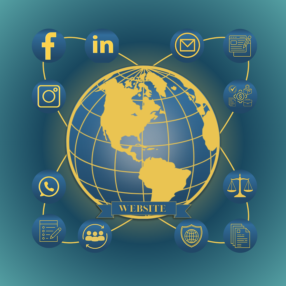 Illustration of a glowing globe representing the website as the central hub of a digital presence system.