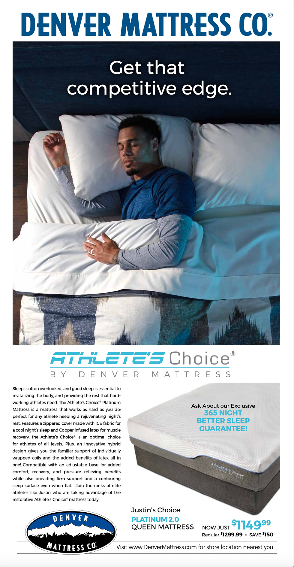 Justin Simmons Athlete's Choice Mattress Ad