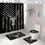 Thumbnail: 4ps Black American Flag Bathroom Shower Curtain Set