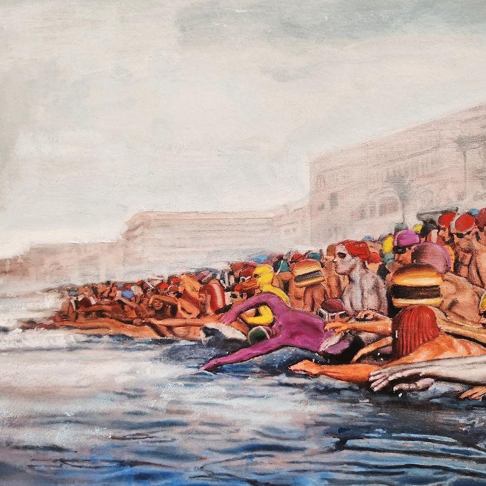 Thumbnail: Baignade Interdite - Réhaut peinture à l'huile | Mr Kern