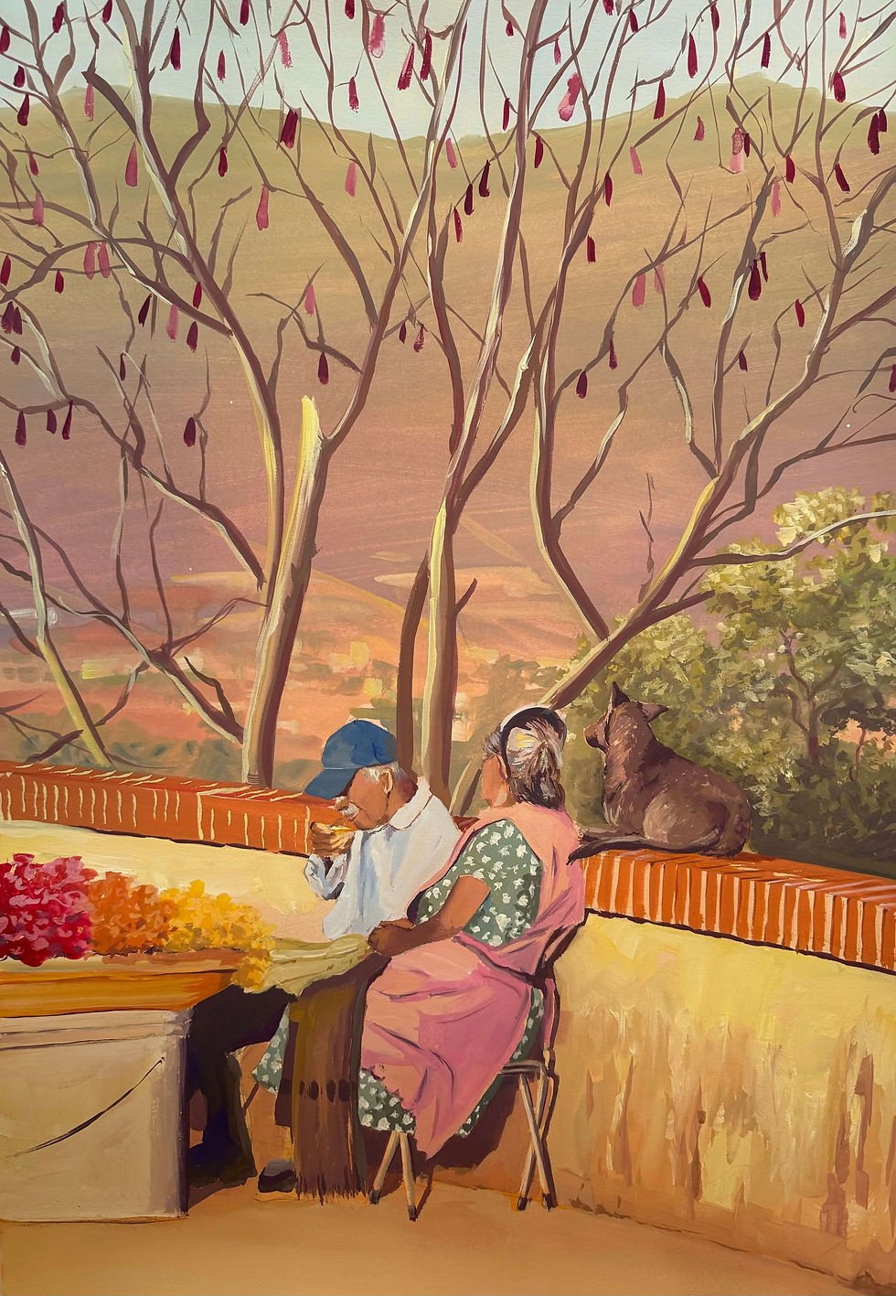 Thumbnail: Oeuvre originale de Matthieu Delfini, Marchands de Fleurs d'Oaxaca au Mexique