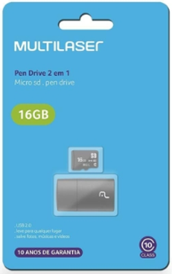 Pen Drive 2 em 1 Multilaser 16GB