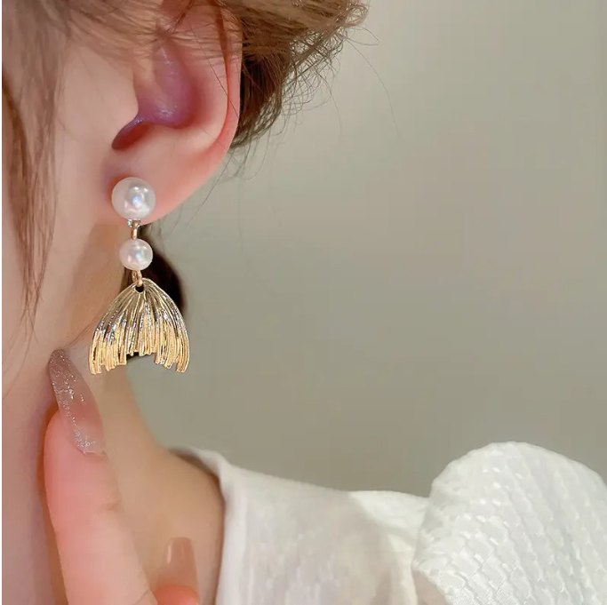 Thumbnail: Pearl Fishtail Drop Earrings