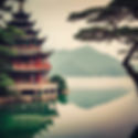 kung fu temple overlooking calm waters use calming colors.jpg