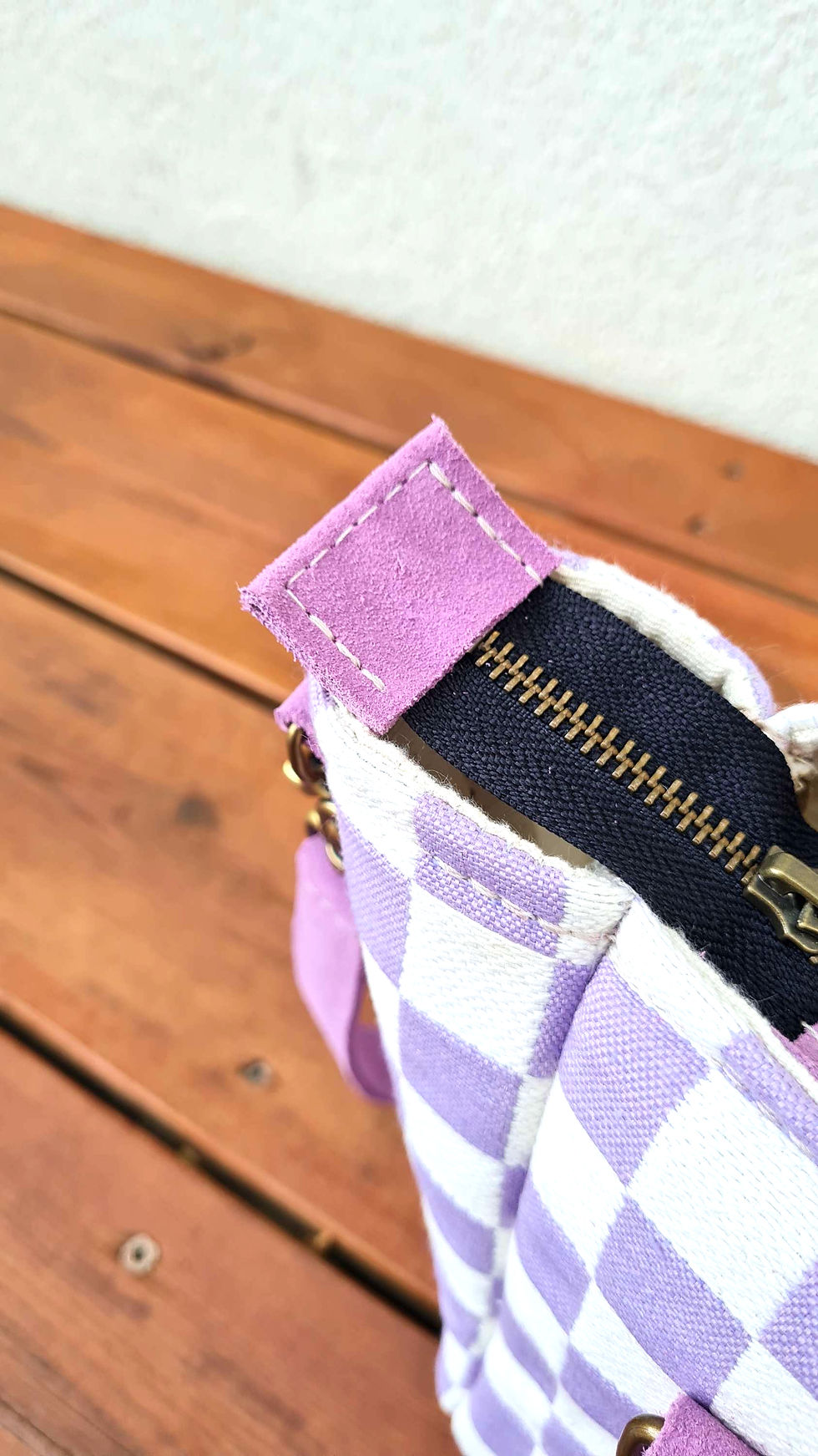 Miniature : sac en tissu et cuir lilas