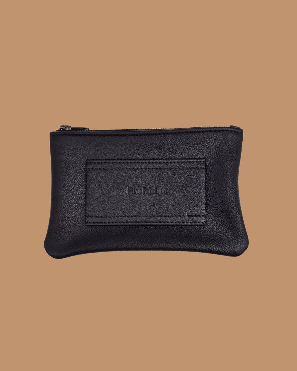 Miniature : pochette en cuir noir vue sur l'arrière