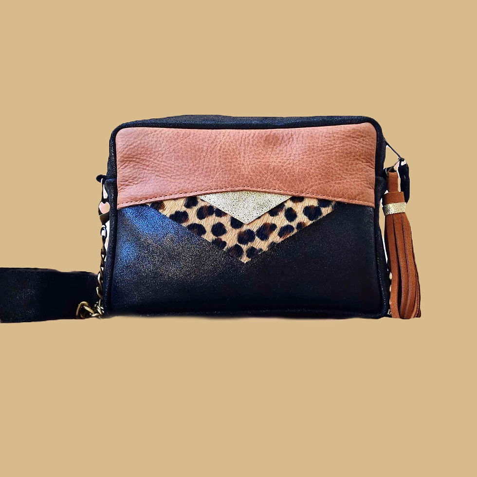 Poppy noir brillant marron léopard