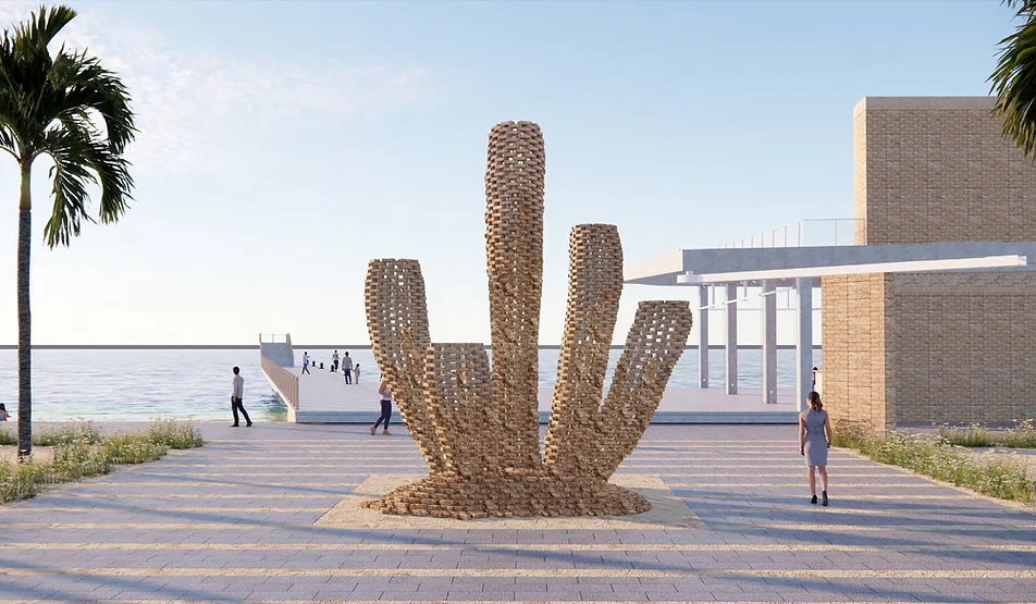 Coral Kingdom. Cette sculpture monumentale de 5,7 mètres de haut, réalisée en grès, est un symbole d'unité et de collaboration entre les acteurs locaux, provinciaux et nationaux.