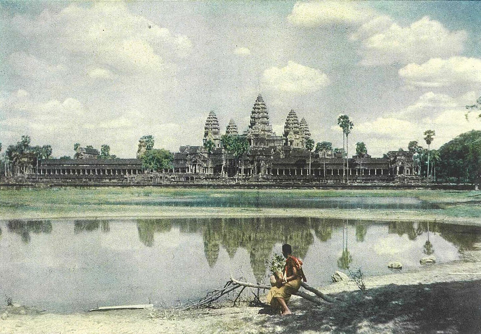 Panoramic view of Angkor Wat, autochrome, circa 1927. One of the first color images of the temple, published in National Geographic, September 1928.